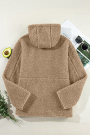 Pale khaki fleece jacket with long sleeves for cold-weather warmth