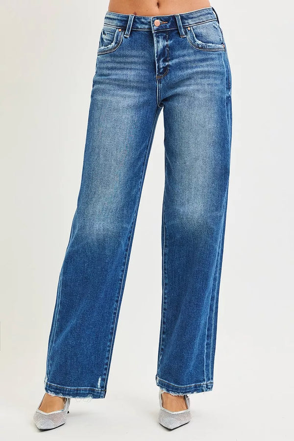 Slouchy Side-Seam Pocket Baggy Jeans