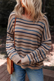 Soft knit striped sweater with medium-high stretch