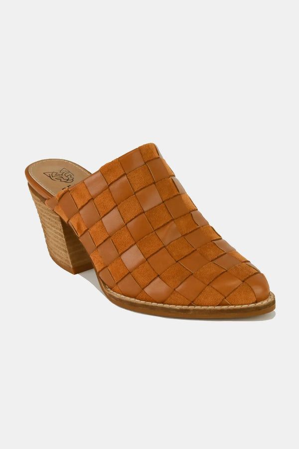 Block Heel Woven Checkerboard Mule Shoes
