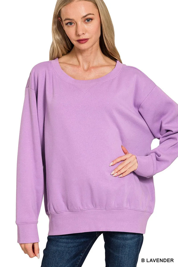 Cozy Fleece Boat-Neck Pullover Sweatshirt