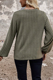 Leopard print rib knit top with crochet patchwork detailing and long sleeves