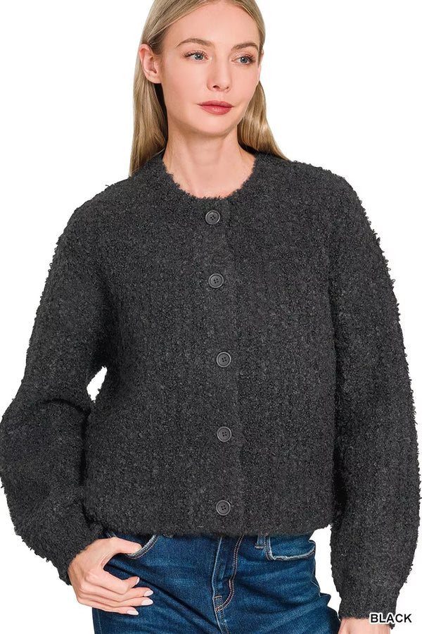 Button-Down Wool Cardigan Sweater