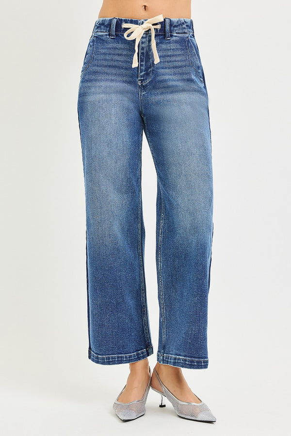 RISEN High-Rise Cropped Wide-Leg Jeans