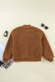 Warm ribbed sherpa bomber jacket for winter layering