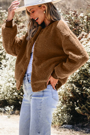 Redwood Burl bomber with snap-button front closure