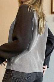 Colorblock Star Patch Raglan Top with textured waffle knit fabric