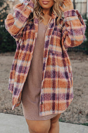 Multicolour plaid jacket detailing on relaxed loose fit