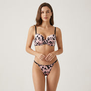 Sexy Lingerie Lace Open-Cup Bodysuit & Bra Set - front