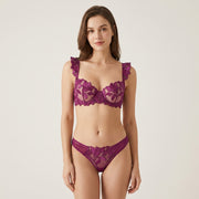 Sexy Women Purple Lace Bra & Panty Set - front