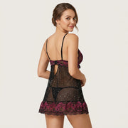 Sheer Lace Embroidery Bra Set for Women - back