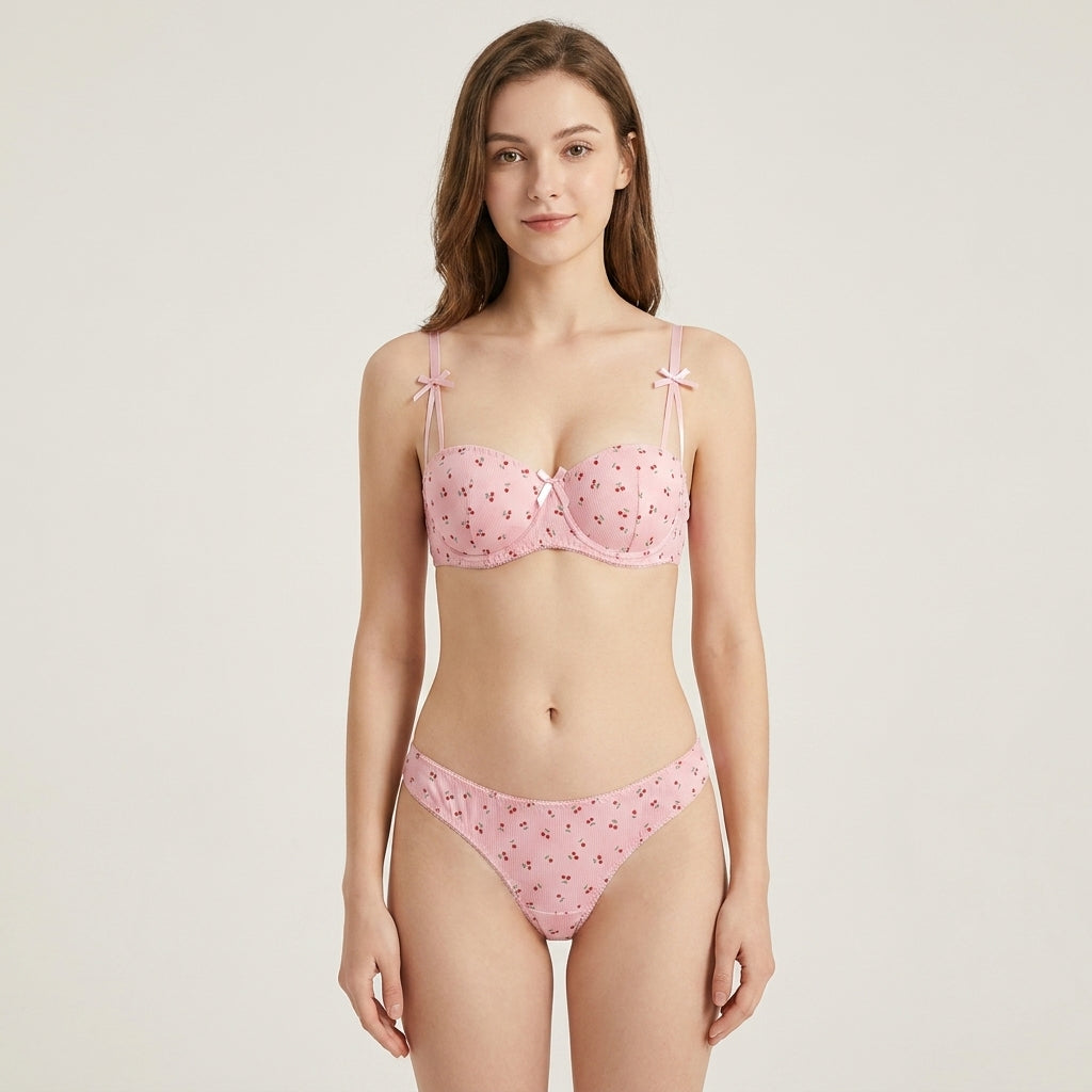Sexy Lingerie Two-Piece Bow Set — Bra & G-String - front