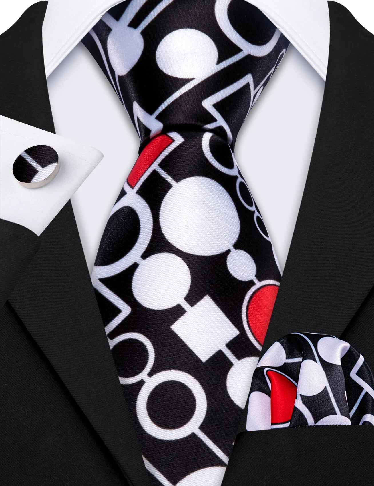 Free Shipping Business Design Jacquard Paisley Mens Silk Tie Gift Tie Cufflinks Hanky 3pc One Set