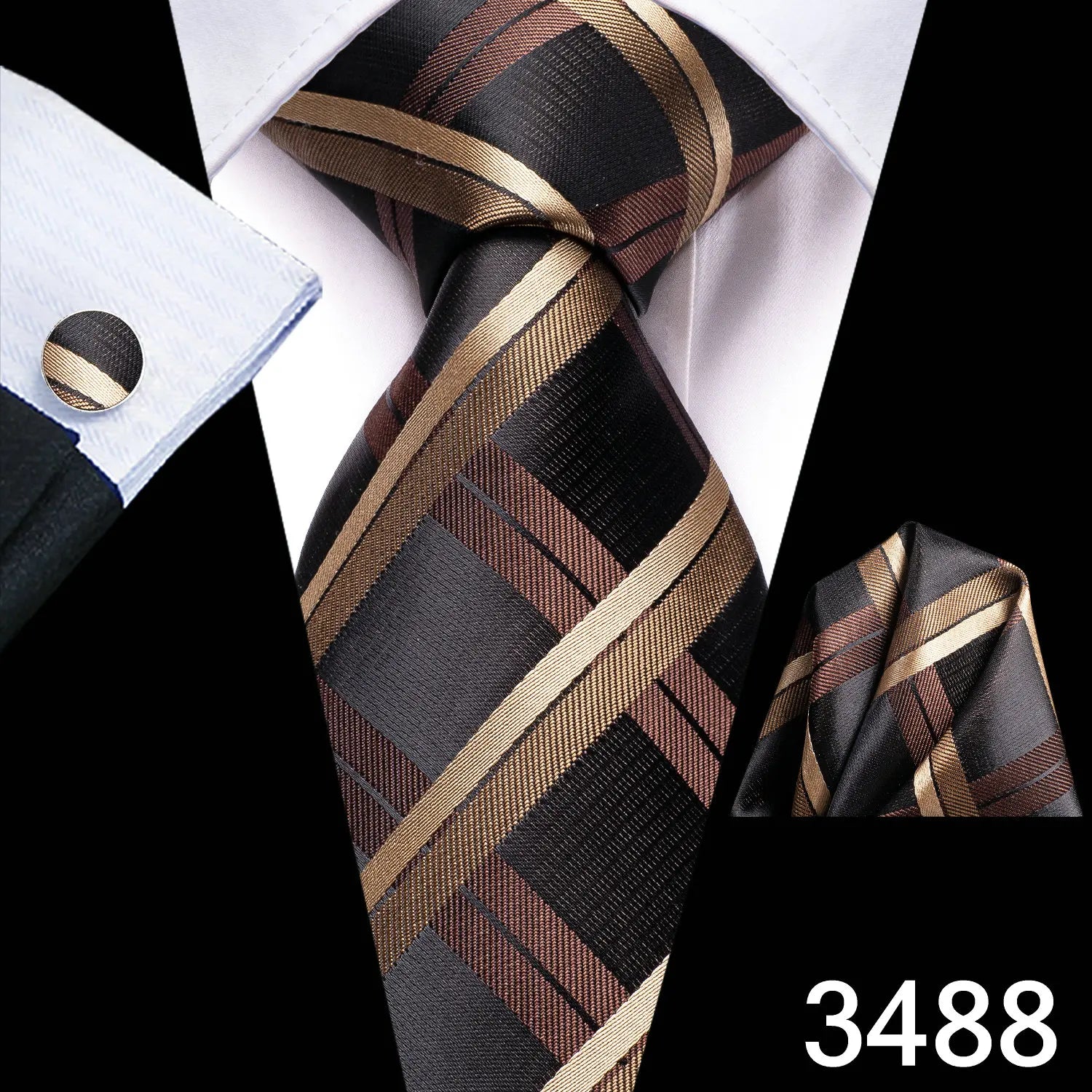 Free Shipping Business Design Jacquard Paisley Mens Silk Tie Gift Tie Cufflinks Hanky 3pc One Set