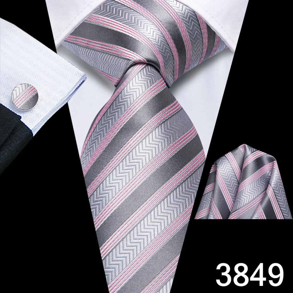Free Shipping Business Design Jacquard Paisley Mens Silk Tie Gift Tie Cufflinks Hanky 3pc One Set