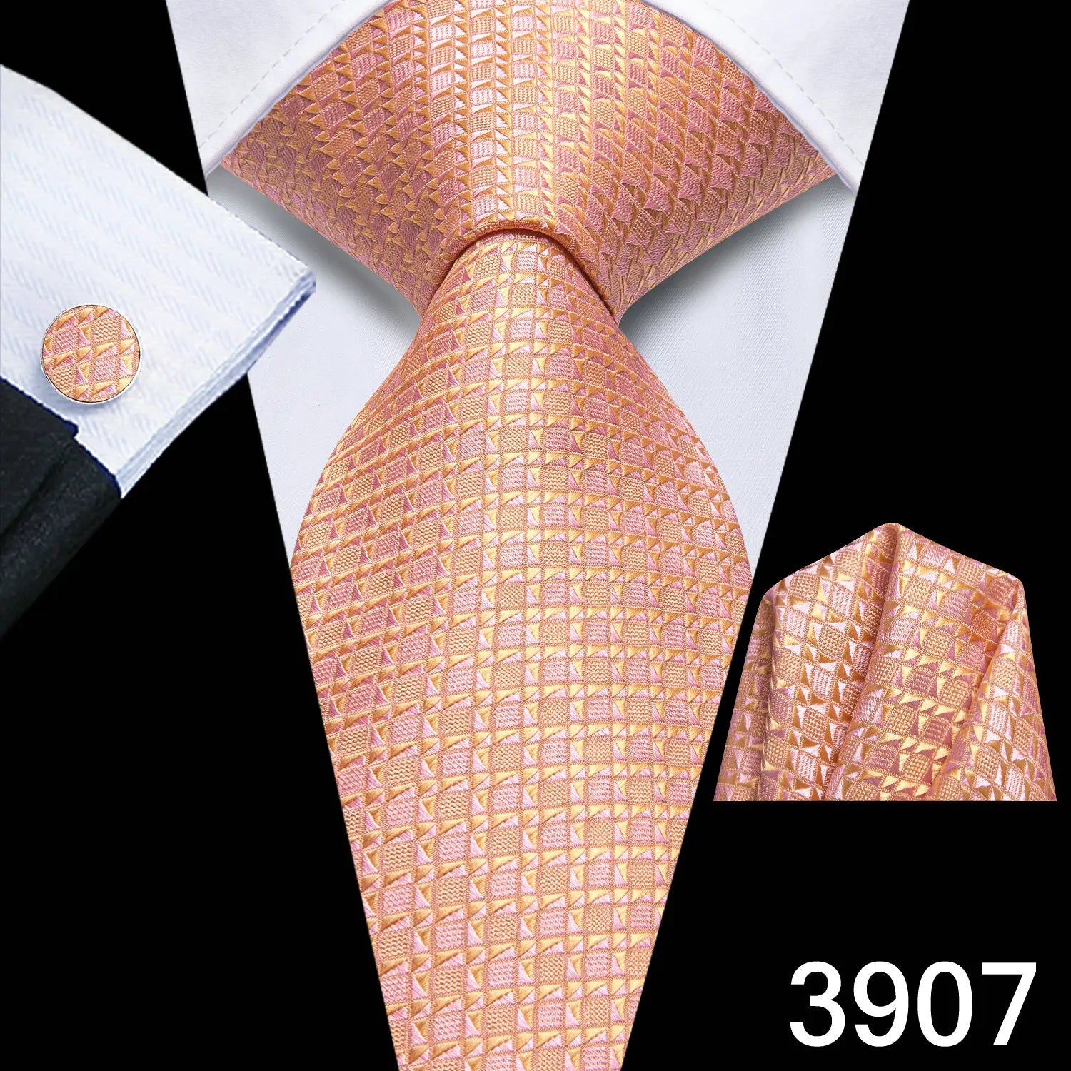 Free Shipping Business Design Jacquard Paisley Mens Silk Tie Gift Tie Cufflinks Hanky 3pc One Set