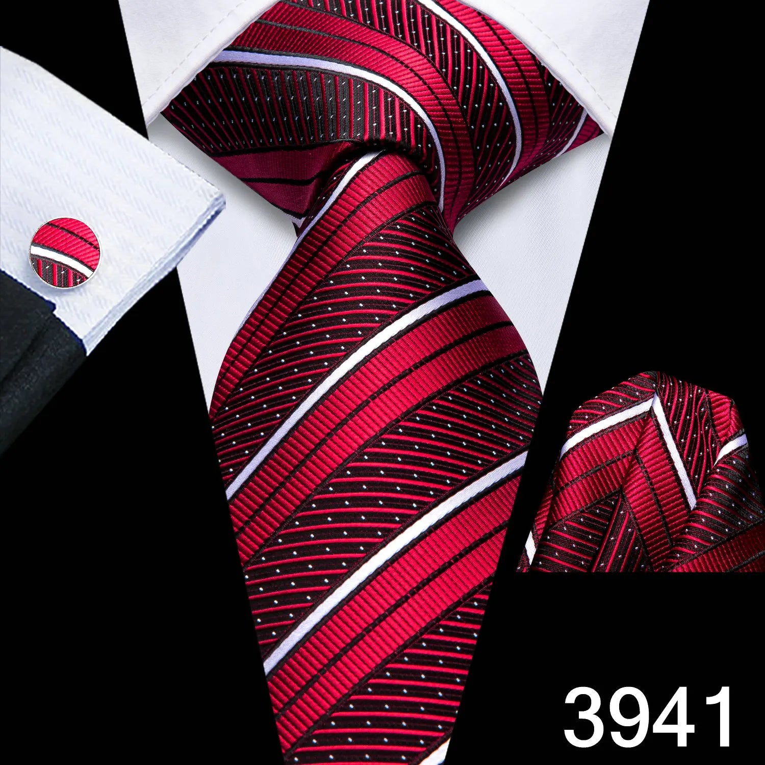 Free Shipping Business Design Jacquard Paisley Mens Silk Tie Gift Tie Cufflinks Hanky 3pc One Set