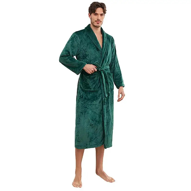 Bathrobe with Hood Soft Black Bathrobes Unisex Bathroom Pyjama Sleeping Robes Bath Robe for Men